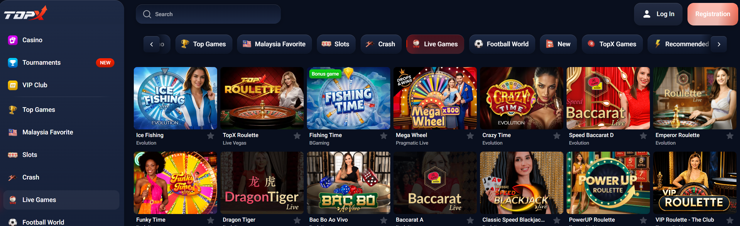 TopX casino Malaysia 500% bonus banner